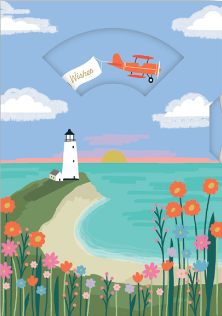 Lighthouse Birthday Card Spinning Wheel