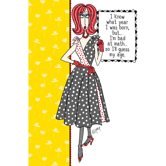 Pictura "Bad At Math" birthday card featuring playful Dolly Mamas design, perfect for everyday celebration cards.