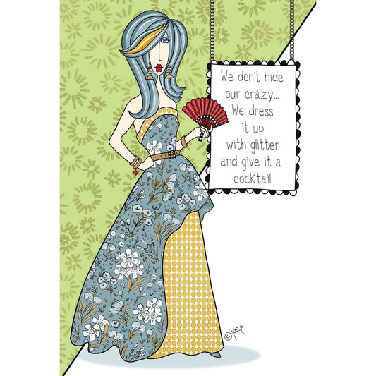 Pictura Hide Our Crazy Birthday Card featuring playful Dolly Mamas design, perfect for celebrating with humorous greeting cards.