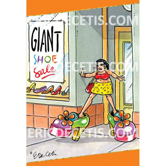 Pictura Giant Shoe Sale Birthday Card featuring colorful illustration, part of the Eric Decetis Everyday Cards collection.