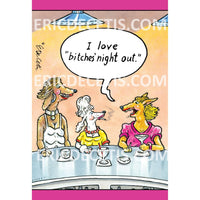 Pictura Bitches Night Out birthday card by Eric Decetis, featuring colorful, playful design for celebrating birthdays.