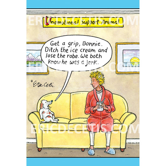 Unemotional Support Animal birthday card by Pictura featuring humorous animal illustration for special occasions