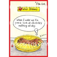 Pictura Wiener Dreams birthday card by Eric Decetis featuring playful dog illustrations for special occasions.