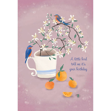 Birds & Oranges Birthday Card