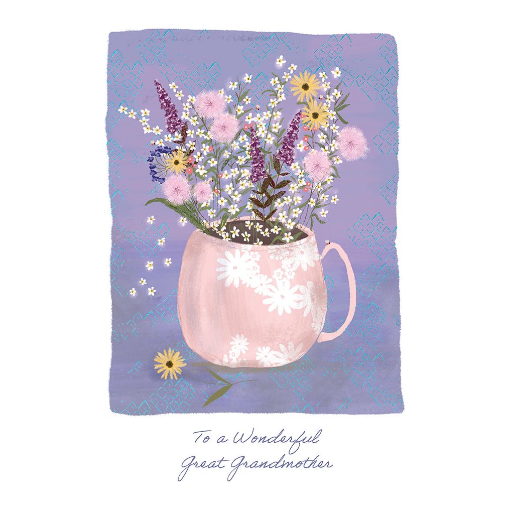 Flower Mug Birthday Card Great Grandmother