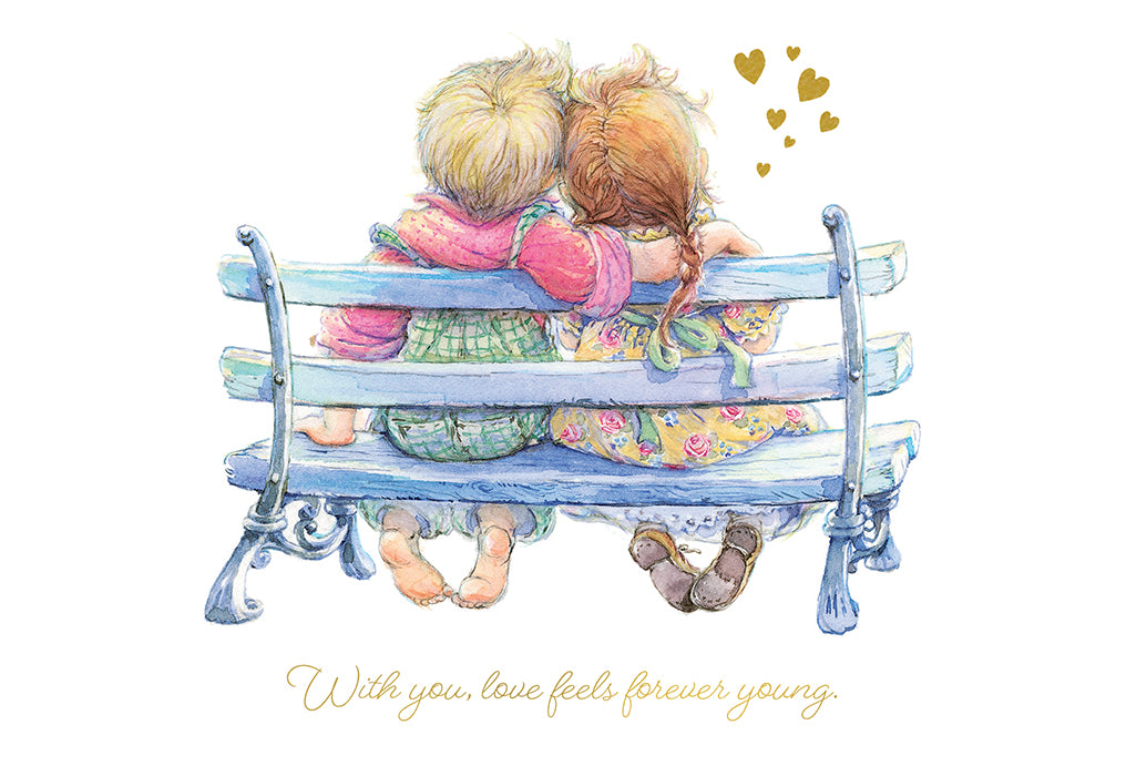 Sitting On Bench Anniversary Card