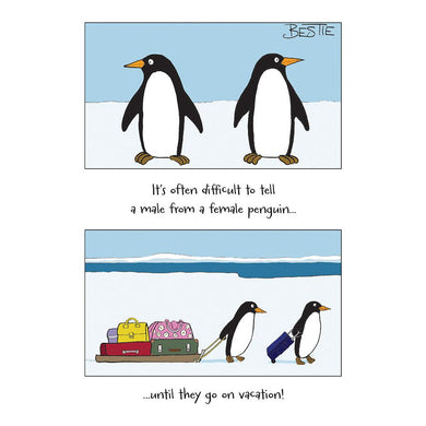 Penguin Luggage Funny Birthday Card