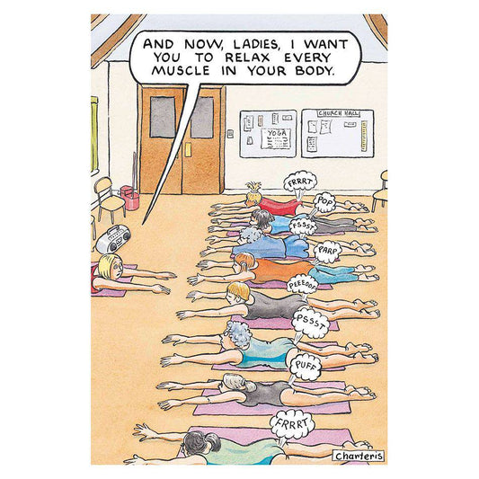 Funny birthday card from Pictura featuring a design that relaxes muscles, perfect for everyday occasions and humorous greetings.