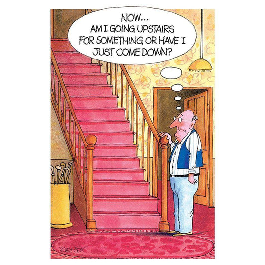 Funny birthday card from Pictura featuring a humorous design of stairs going up and down, perfect for celebrating birthdays.