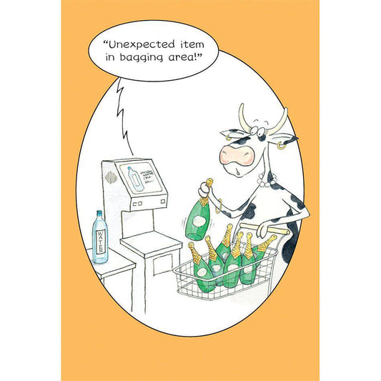 Funny birthday card featuring a wine cow illustration from Pictura's everyday card collection.