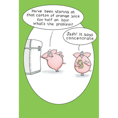 Concentrate Pig Funny Birthday Card