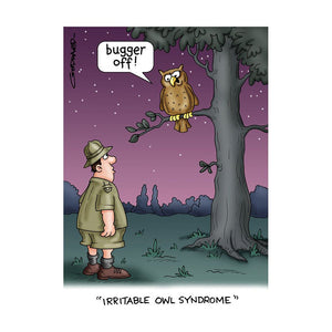 Irritable Owl Funny Birthday Card