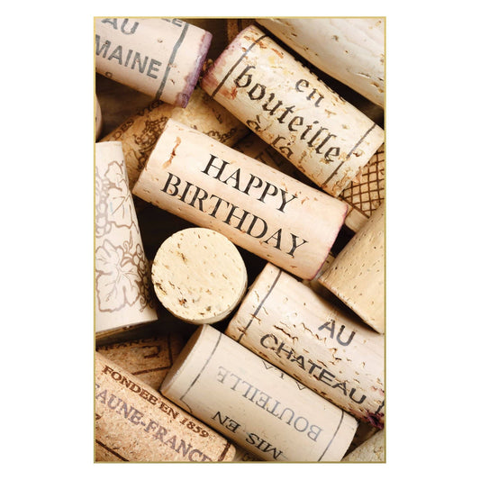 Pictura wine corks birthday card featuring a festive design, perfect for celebrating special occasions with a charming touch.