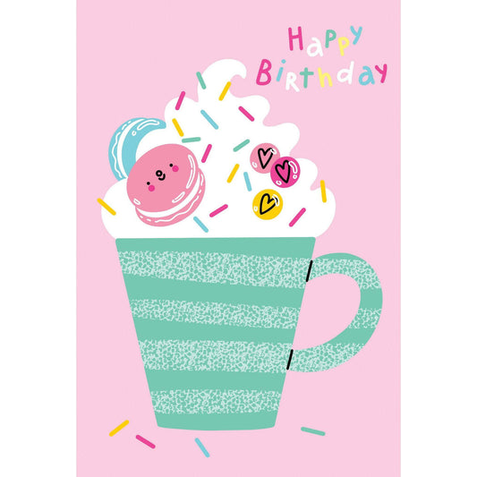 Pictura Birthday Lattes birthday card featuring colorful latte cup illustrations on an everyday greeting card.