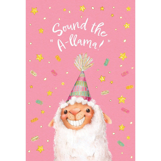 Pictura Sound The A-llama birthday card with colorful llama illustration and cheerful design for special occasions.