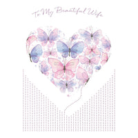 Butterfly Heart Birthday Card Wife