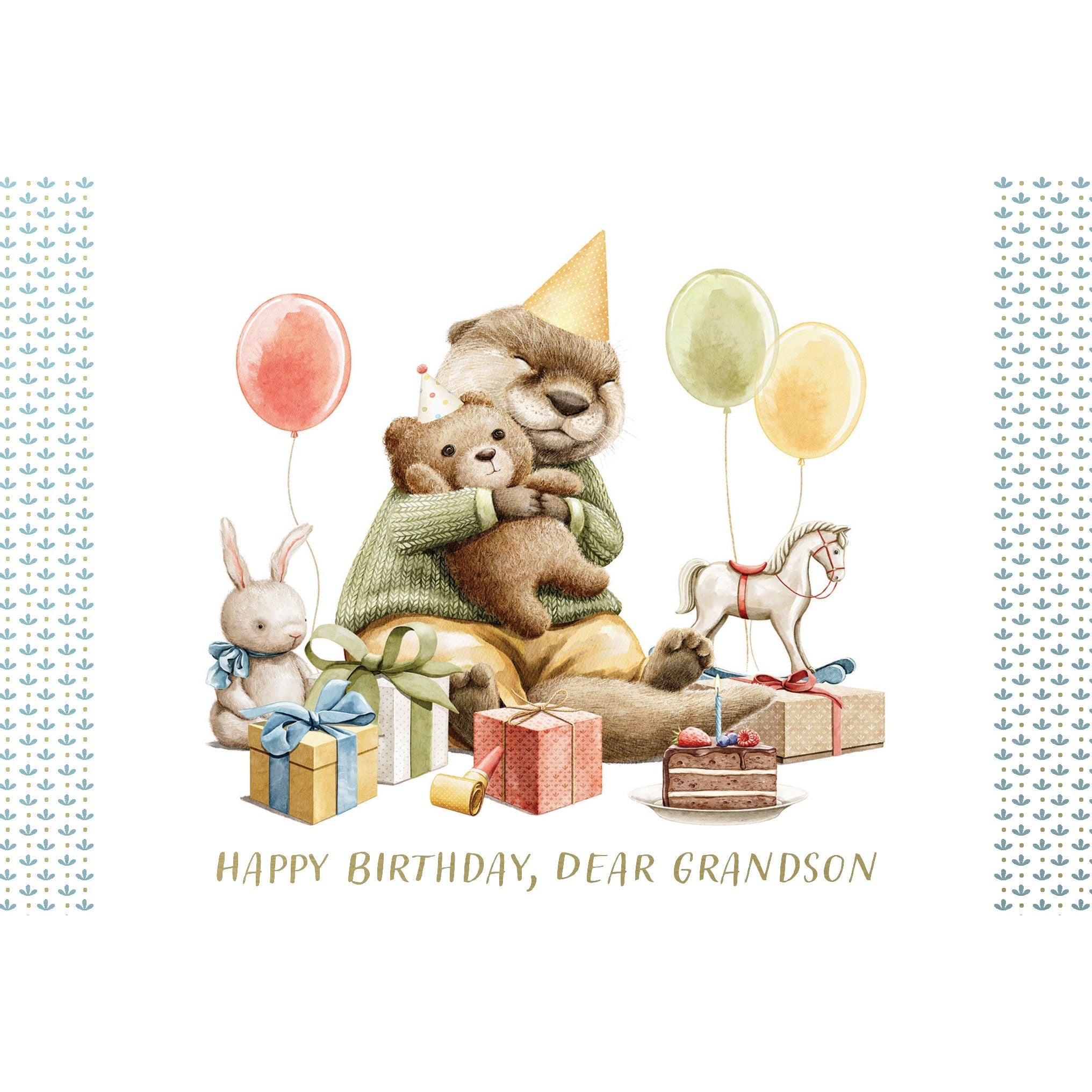 Baby Otter Birthday Grandson Card