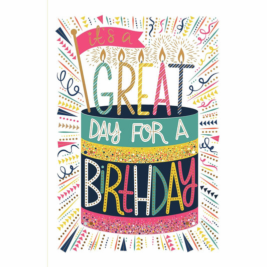 Pictura Great Day Cake birthday card with colorful cake illustration on a cheerful greeting card.
