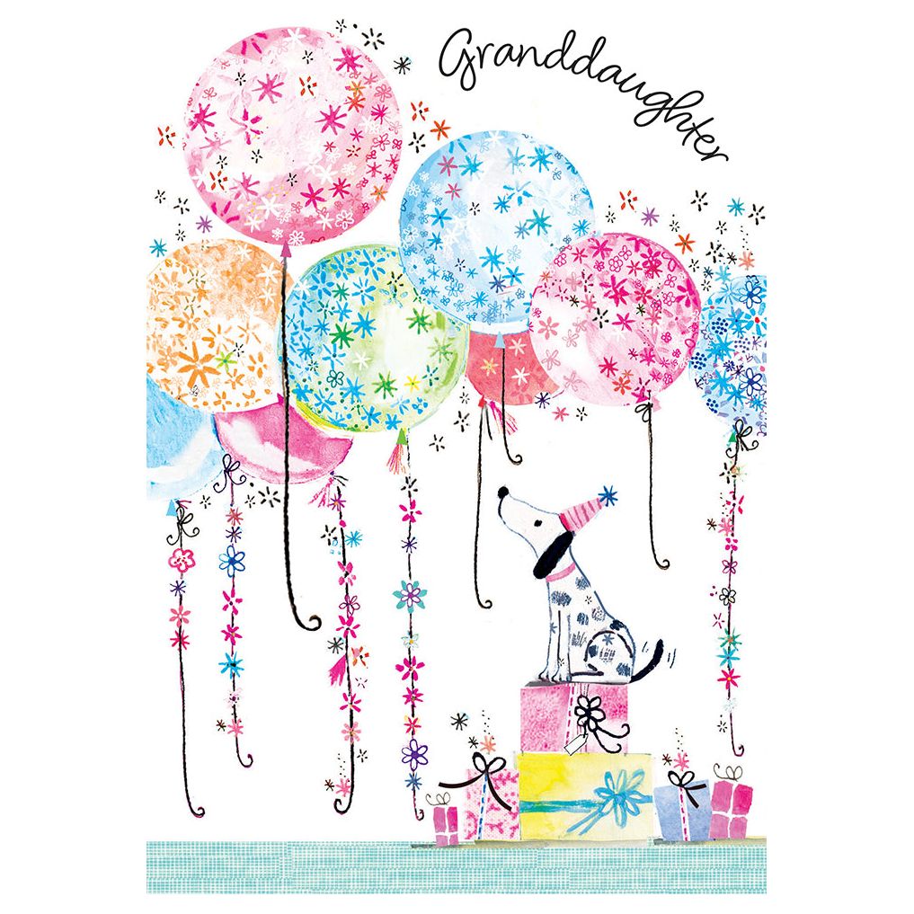 Dalmatian Balloons Birthday Card Granddaughter