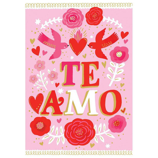 Pictura Te Amo Love Card in Spanish, an everyday greeting card with romantic message, featuring colorful floral design.