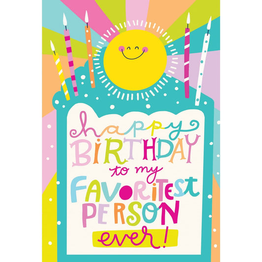 Pictura Favoritest Person birthday cake card from everyday cards collection, featuring a colorful cake illustration for celebrating.