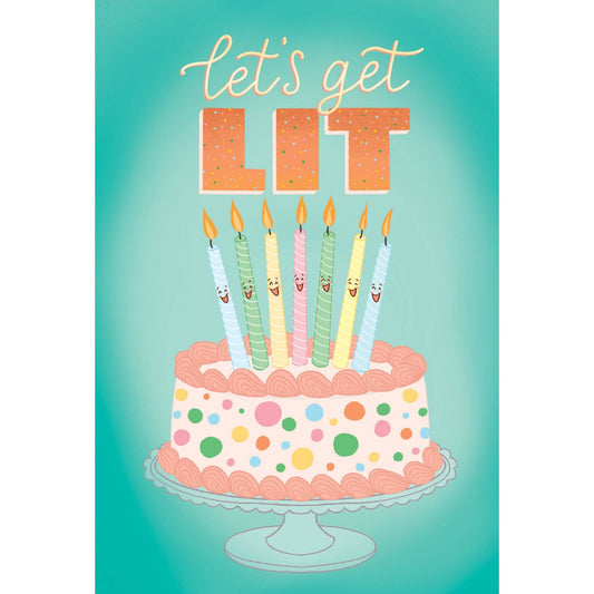 Let's Get Lit birthday card by Pictura, featuring vibrant colorful design, perfect for celebrating birthdays with fun and style.