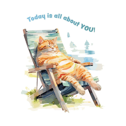 Pictura lounging cat birthday card from the Everyday Cards collection, featuring a cute cat illustration for special occasions.