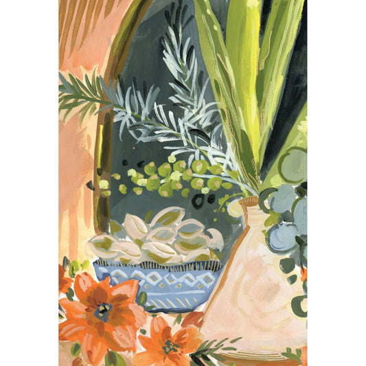 Pictura Green Plants birthday card featuring vibrant illustrations of lush leafy plants on a white background.