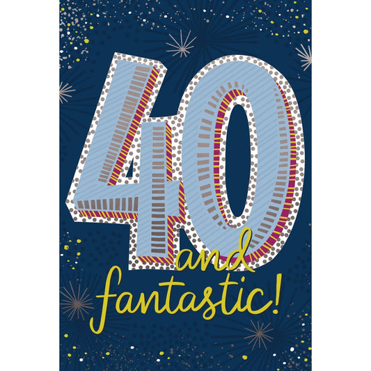Pictura 40 And Fantastic birthday card featuring colorful, playful design for celebrating special occasions.