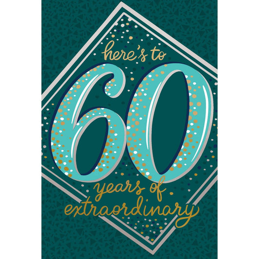 Pictura 60 Years Of Extraordinary Birthday Card with colorful design, perfect for celebrating a special milestone birthday.
