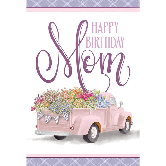 Pink pickup truck birthday card for mother by Pictura, featuring a colorful illustration on a cheerful everyday greeting card.