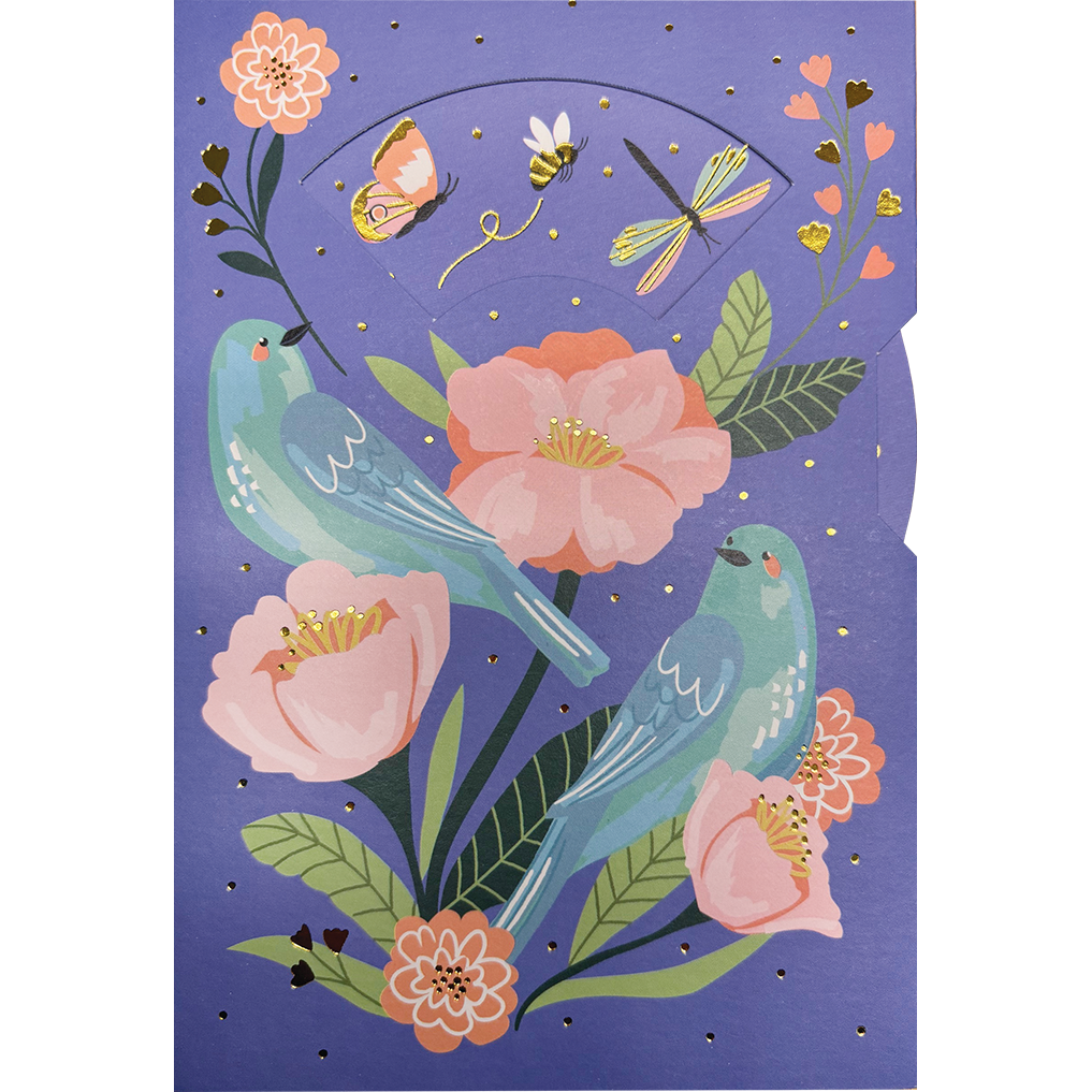 Bluebirds Birthday Card Spinning Wheel
