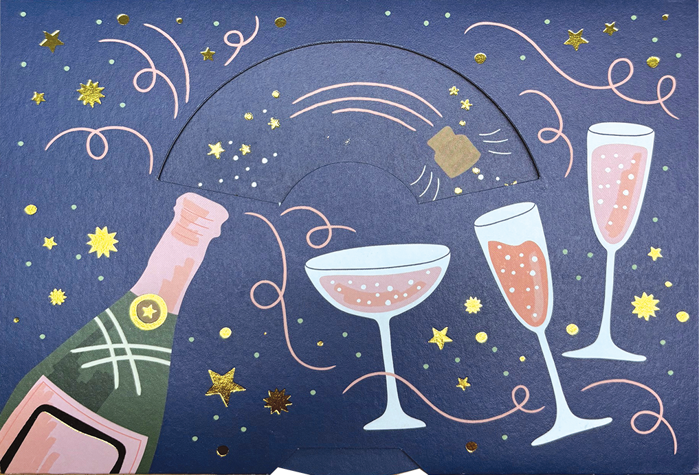 Champagne Birthday Card Spinning Wheel