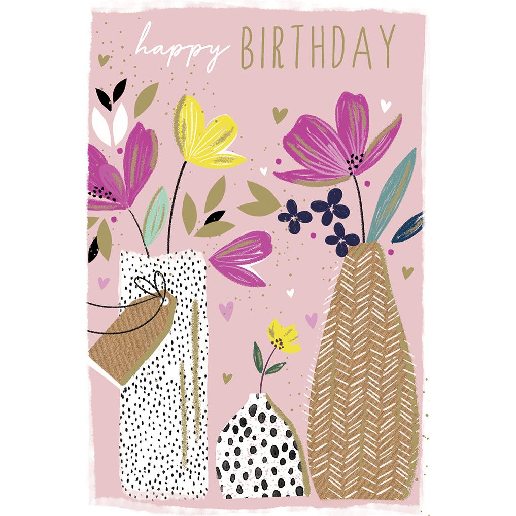 Flower & Vase Trio Birthday Card Sara Miller