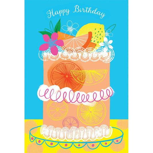 Colorful orange cake birthday card from Pictura featuring festive design, perfect for celebrating special occasions.