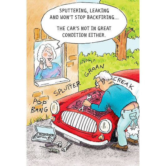 Funny birthday card by Pictura, featuring humorous birthday message on colorful paper with playful design.
