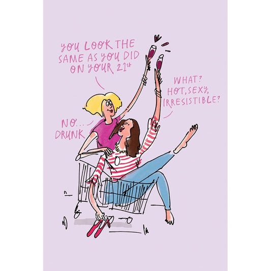 Funny birthday card from Pictura's Look The Same Everyday Cards collection, featuring humorous illustrations on the front.