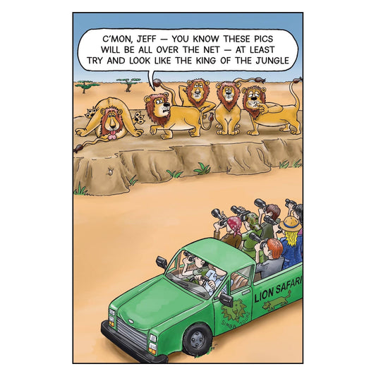 Funny King of the Jungle birthday card by Pictura with jungle animal illustrations and playful design.