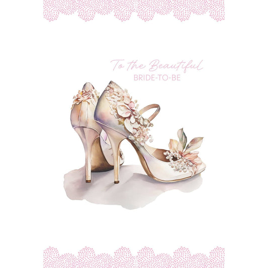 Pictura Bridal Shoes Wedding Shower invitation card featuring elegant wedding shoe illustration on white background
