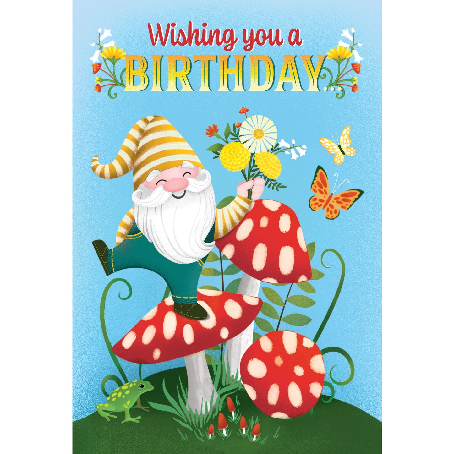 Mushrooms Gnome Birthday Card