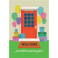 Pictura Welcome Mat Birthday Card featuring a cheerful design suitable for everyday greeting cards.