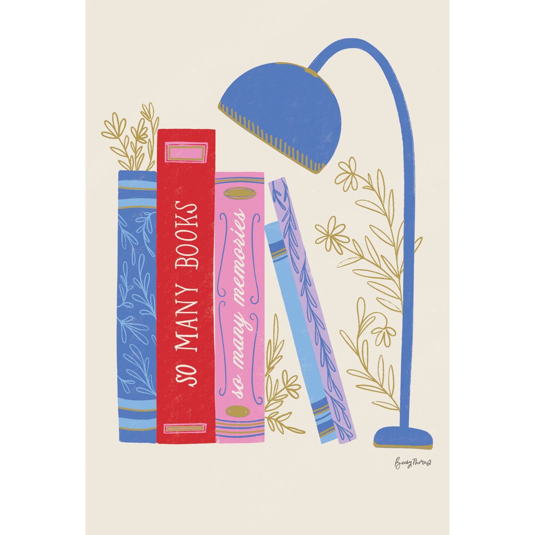 Books & Lamp Birthday Card