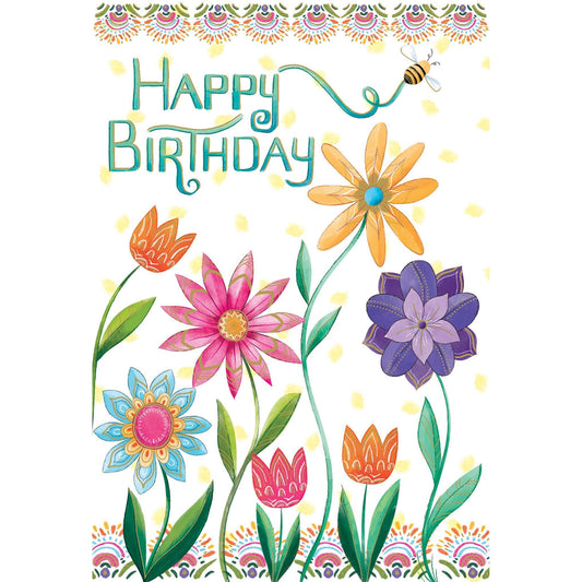 Pictura Blooming Bright Birthday Card with colorful floral design, perfect for celebrating special occasions.