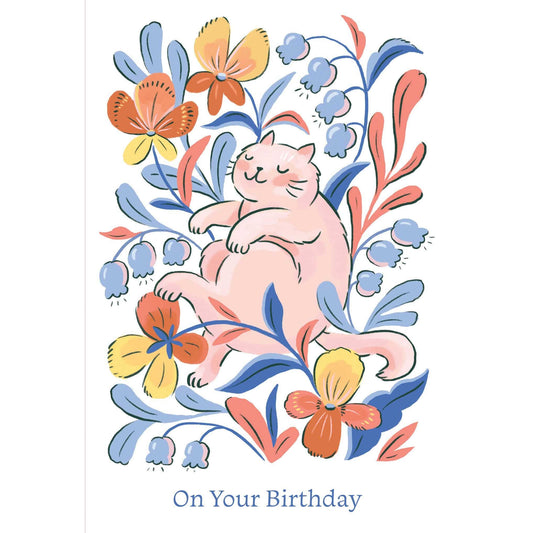 Peaceful Cat Birthday Card from Pictura featuring a cute cat design, perfect for celebrating special occasions with loved ones.