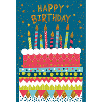 Pictura patterned birthday cake birthday card with colorful cake design, perfect for celebrating birthdays and special occasions.