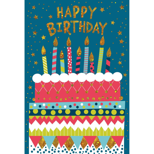 Pictura patterned birthday cake birthday card with colorful cake design, perfect for celebrating birthdays and special occasions.