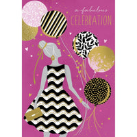 Balloon Girl birthday card featuring colorful illustrations, part of Pictura's Sara Miller Everyday Cards collection.