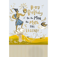 Pictura The Legend birthday card for him, featuring bold typography and a celebratory design on a white background.
