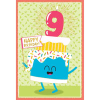 Pictura 9th birthday cake card from the Everyday Cards collection, featuring a colorful birthday cake illustration.