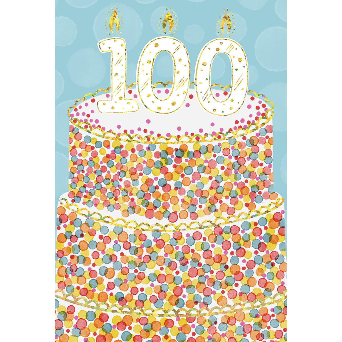 Pictura 100th Sprinkle Cake birthday card featuring colorful sprinkles and cake illustration on an everyday greeting card.